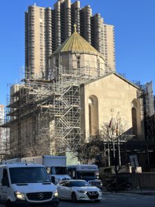 December 14, 2023 - Scaffolding is being erected and restoration is under way.